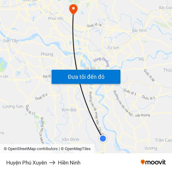 Huyện Phú Xuyên to Hiền Ninh map