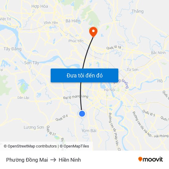 Phường Đồng Mai to Hiền Ninh map