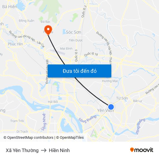 Xã Yên Thường to Hiền Ninh map