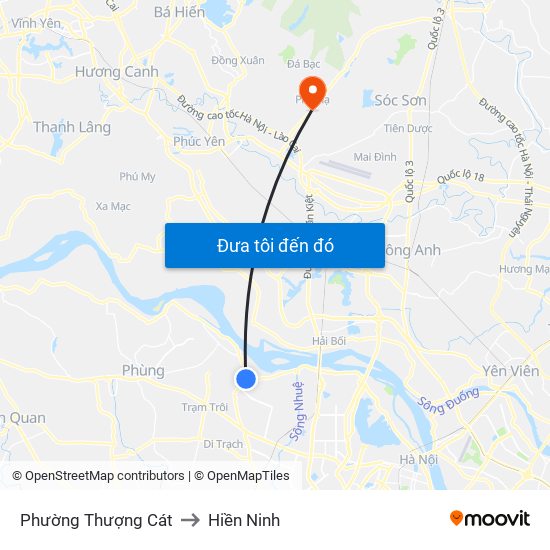 Phường Thượng Cát to Hiền Ninh map