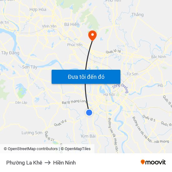 Phường La Khê to Hiền Ninh map