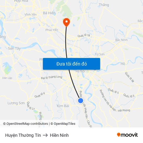Huyện Thường Tín to Hiền Ninh map