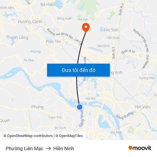 Phường Liên Mạc to Hiền Ninh map