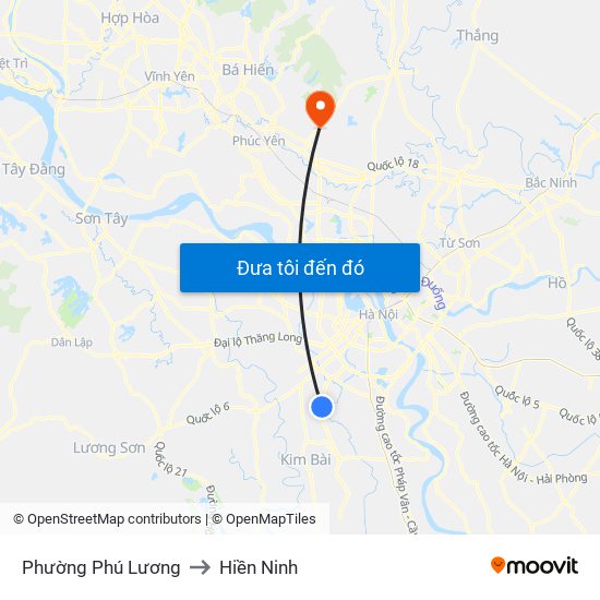Phường Phú Lương to Hiền Ninh map