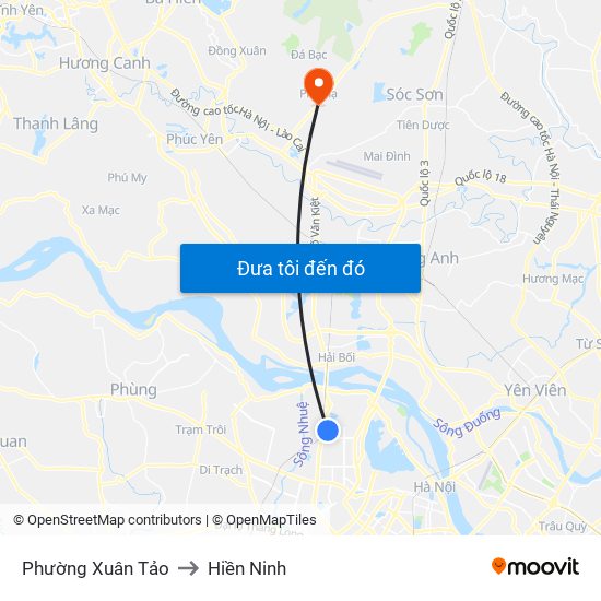 Phường Xuân Tảo to Hiền Ninh map