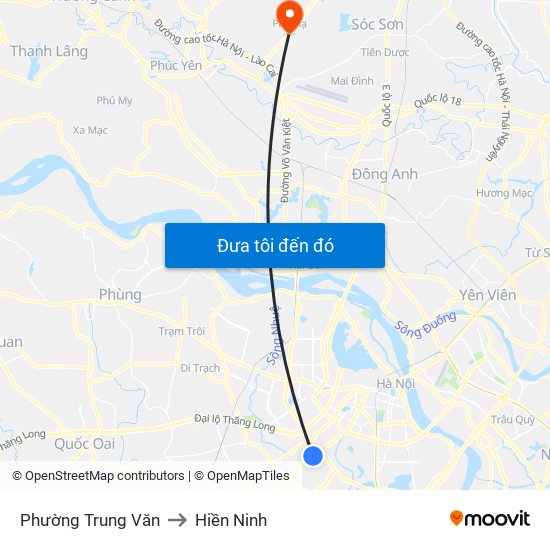 Phường Trung Văn to Hiền Ninh map
