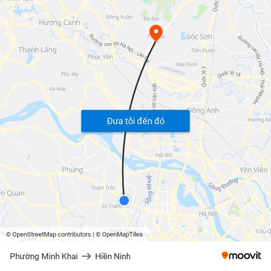 Phường Minh Khai to Hiền Ninh map