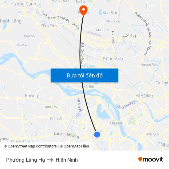 Phường Láng Hạ to Hiền Ninh map
