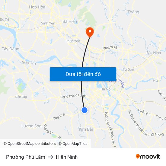 Phường Phú Lãm to Hiền Ninh map