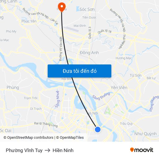 Phường Vĩnh Tuy to Hiền Ninh map