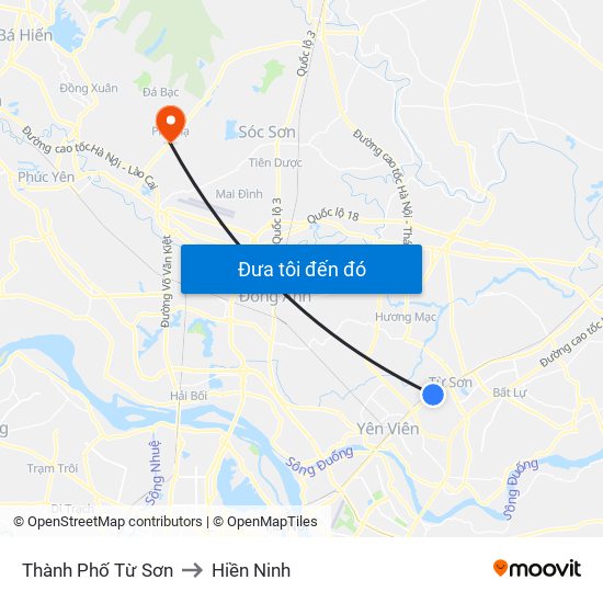 Thành Phố Từ Sơn to Hiền Ninh map