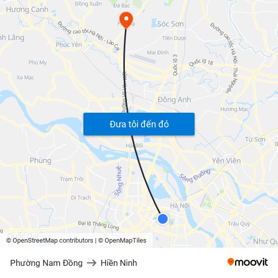 Phường Nam Đồng to Hiền Ninh map