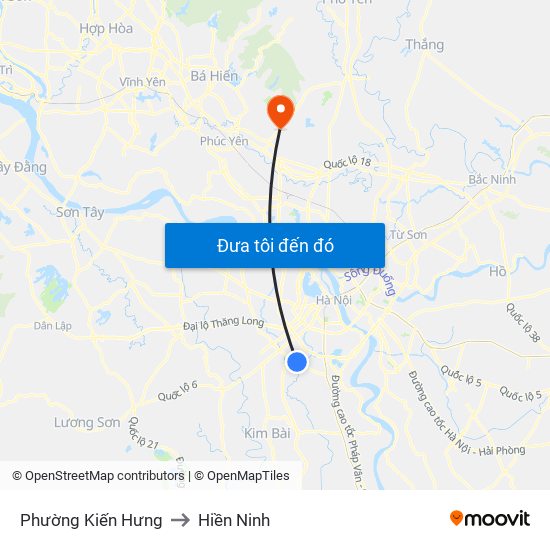 Phường Kiến Hưng to Hiền Ninh map