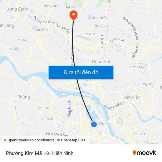 Phường Kim Mã to Hiền Ninh map