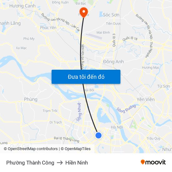 Phường Thành Công to Hiền Ninh map