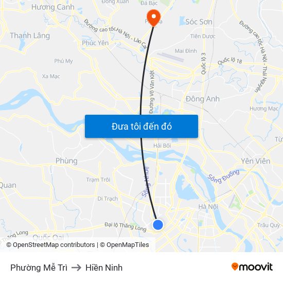Phường Mễ Trì to Hiền Ninh map