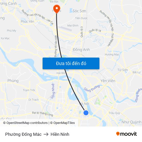 Phường Đống Mác to Hiền Ninh map