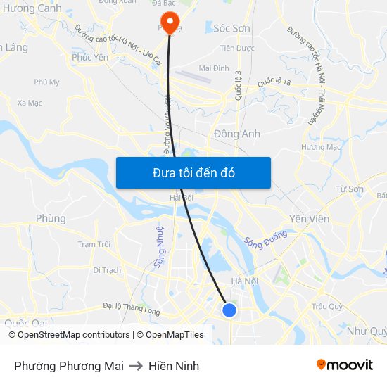 Phường Phương Mai to Hiền Ninh map