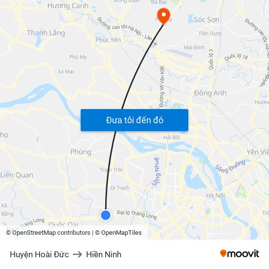 Huyện Hoài Đức to Hiền Ninh map