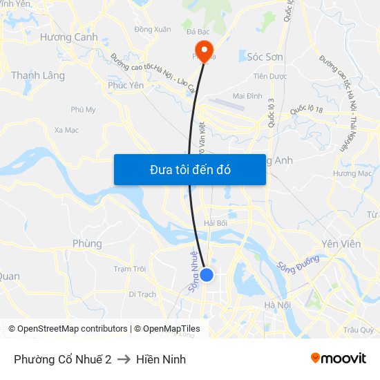 Phường Cổ Nhuế 2 to Hiền Ninh map