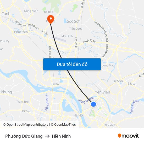 Phường Đức Giang to Hiền Ninh map