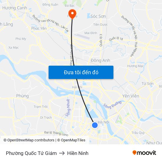 Phường Quốc Tử Giám to Hiền Ninh map