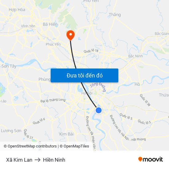 Xã Kim Lan to Hiền Ninh map