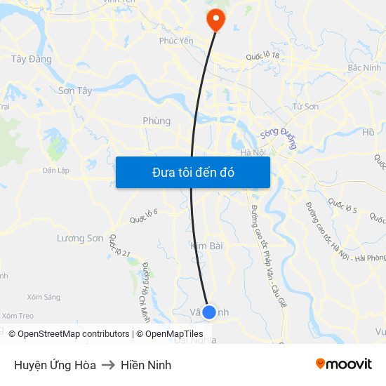 Huyện Ứng Hòa to Hiền Ninh map