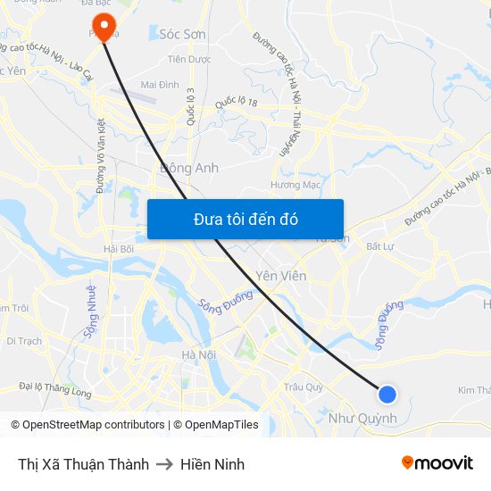 Thị Xã Thuận Thành to Hiền Ninh map