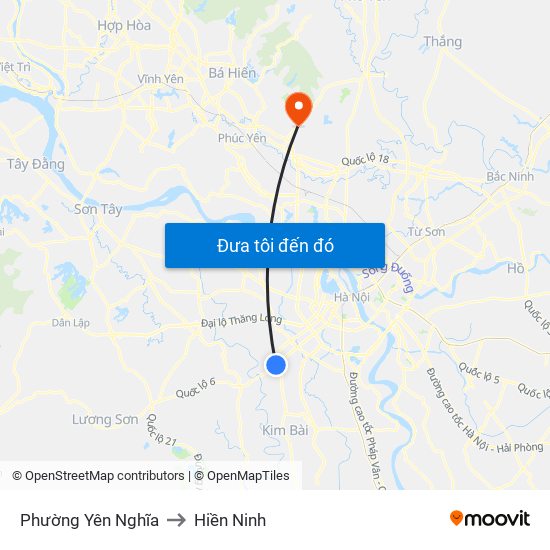 Phường Yên Nghĩa to Hiền Ninh map