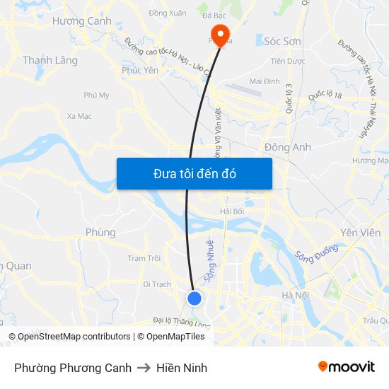 Phường Phương Canh to Hiền Ninh map