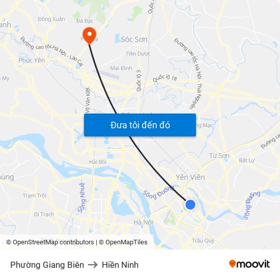 Phường Giang Biên to Hiền Ninh map
