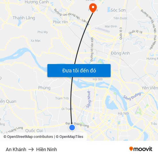 An Khánh to Hiền Ninh map