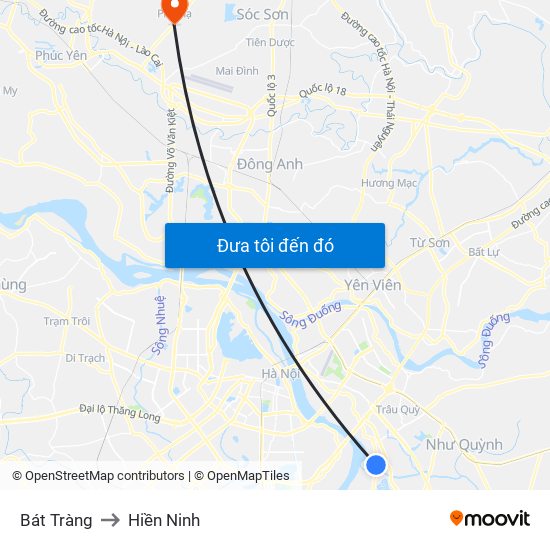 Bát Tràng to Hiền Ninh map
