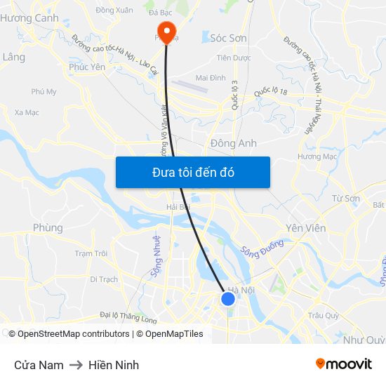 Cửa Nam to Hiền Ninh map