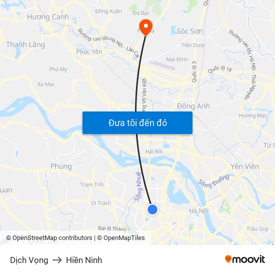 Dịch Vọng to Hiền Ninh map