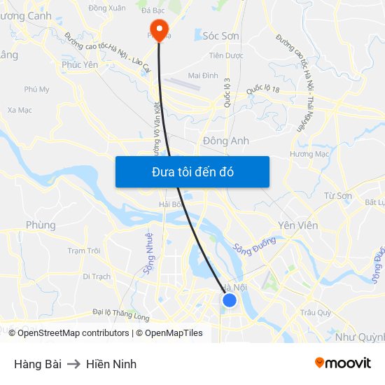 Hàng Bài to Hiền Ninh map