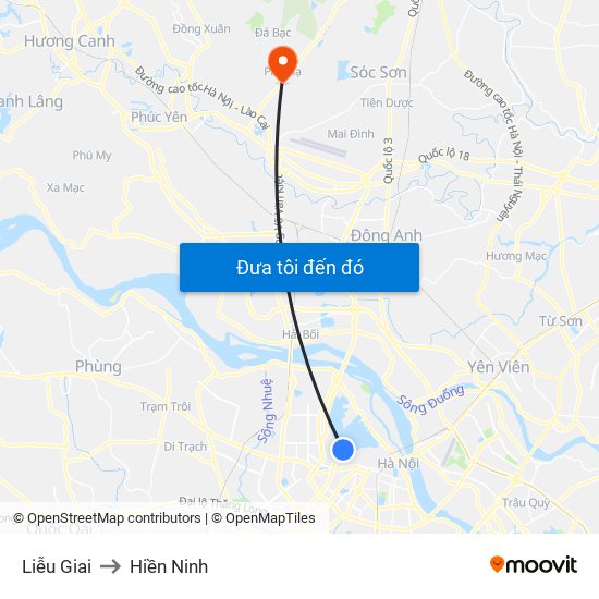 Liễu Giai to Hiền Ninh map