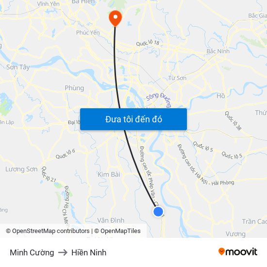 Minh Cường to Hiền Ninh map