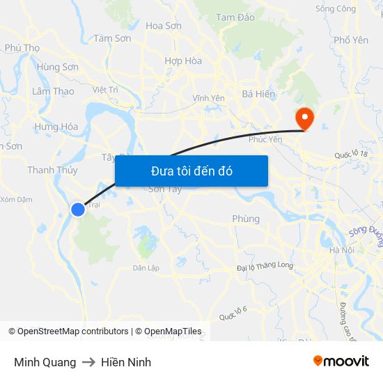 Minh Quang to Hiền Ninh map