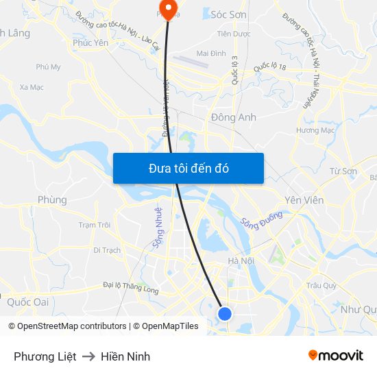 Phương Liệt to Hiền Ninh map