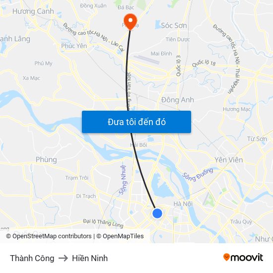 Thành Công to Hiền Ninh map
