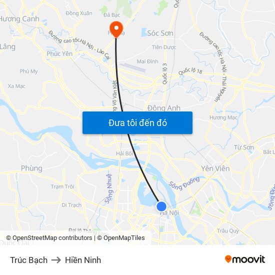 Trúc Bạch to Hiền Ninh map