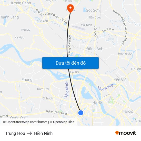Trung Hòa to Hiền Ninh map