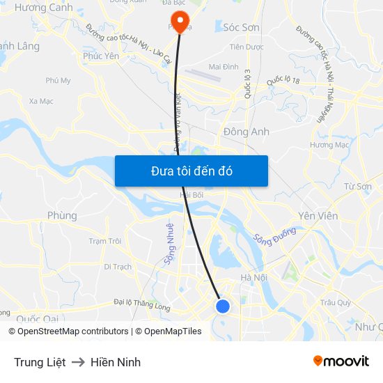 Trung Liệt to Hiền Ninh map