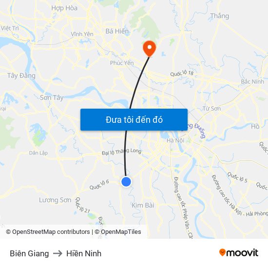 Biên Giang to Hiền Ninh map
