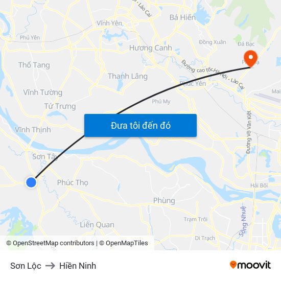 Sơn Lộc to Hiền Ninh map