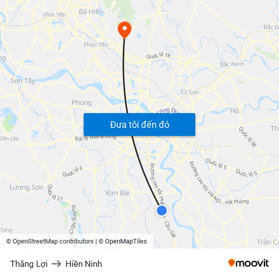 Thắng Lợi to Hiền Ninh map