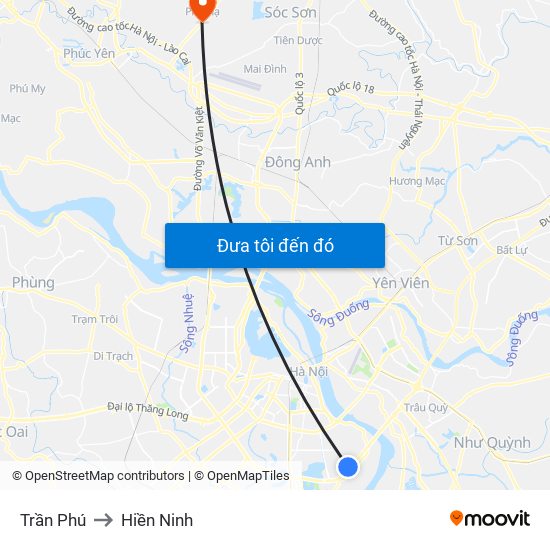 Trần Phú to Hiền Ninh map