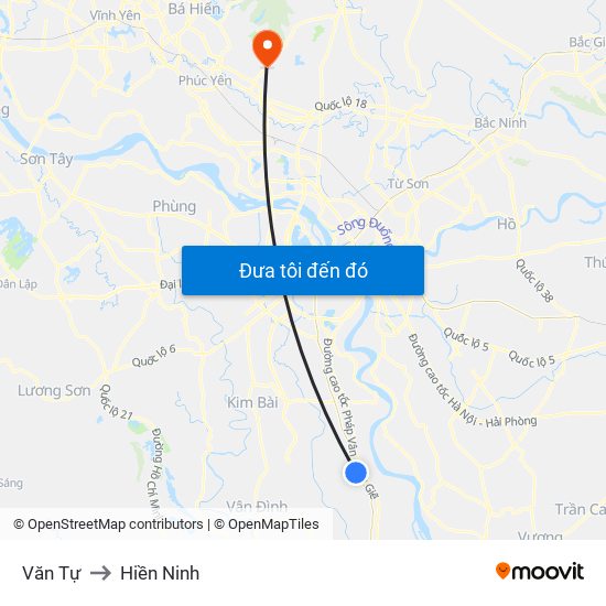 Văn Tự to Hiền Ninh map